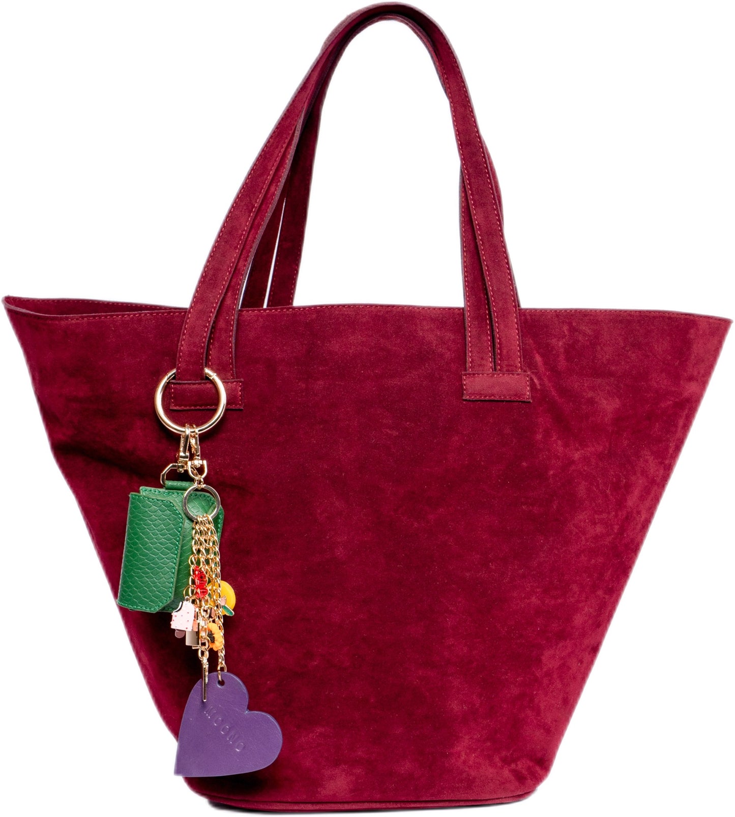 The W faux-suede Tote-Burgundy