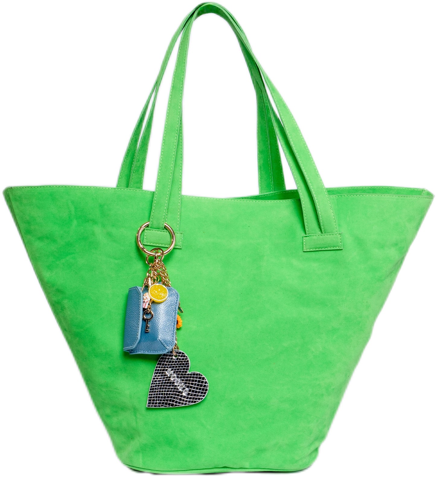The W faux-suede Tote-Bright Green
