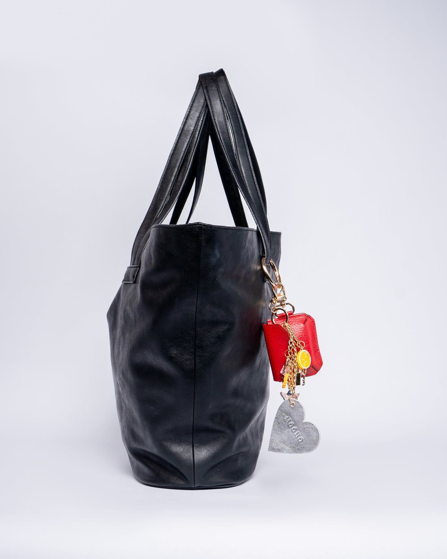 The W leather Tote-Black