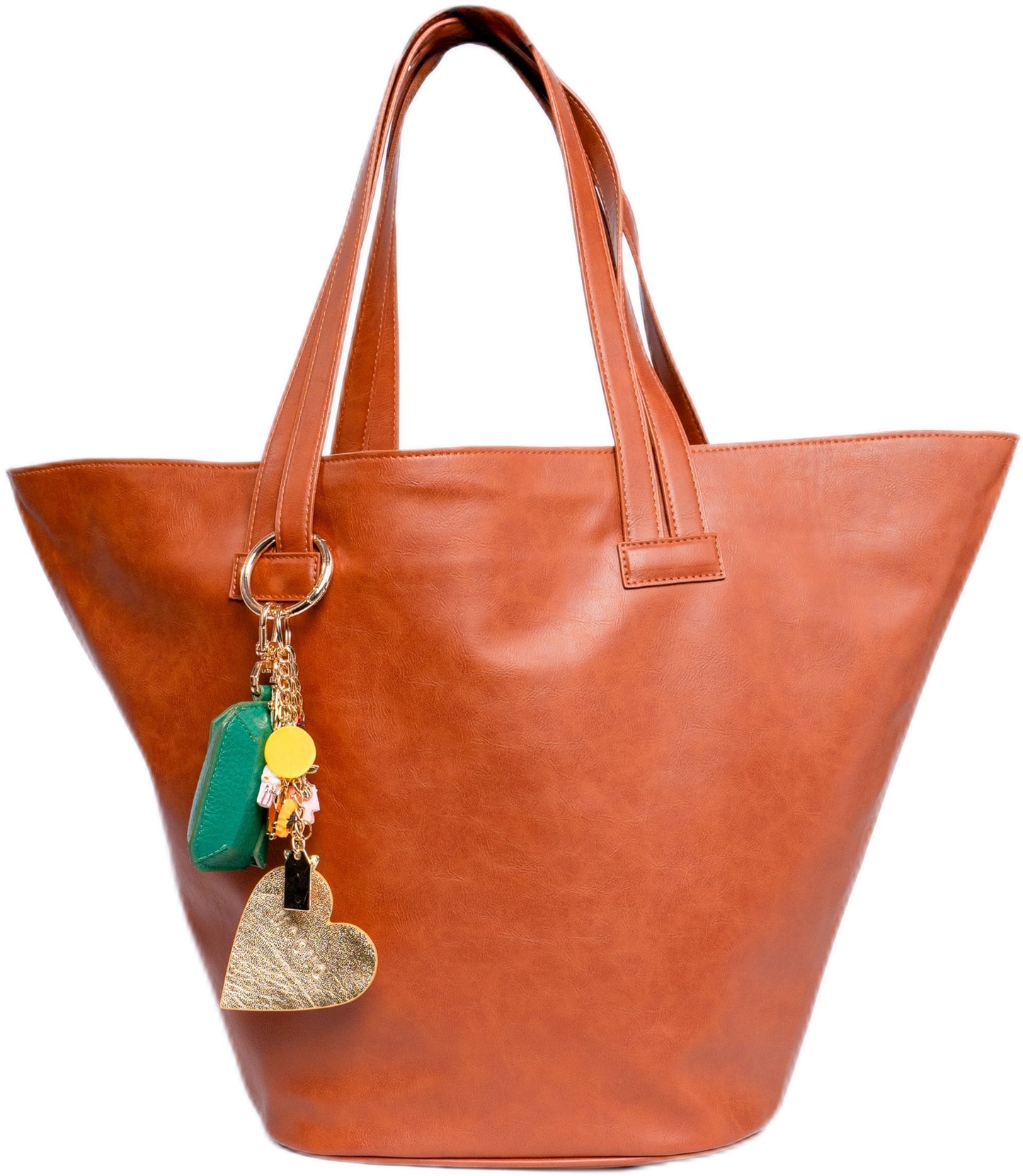 The W leather Tote-Camel