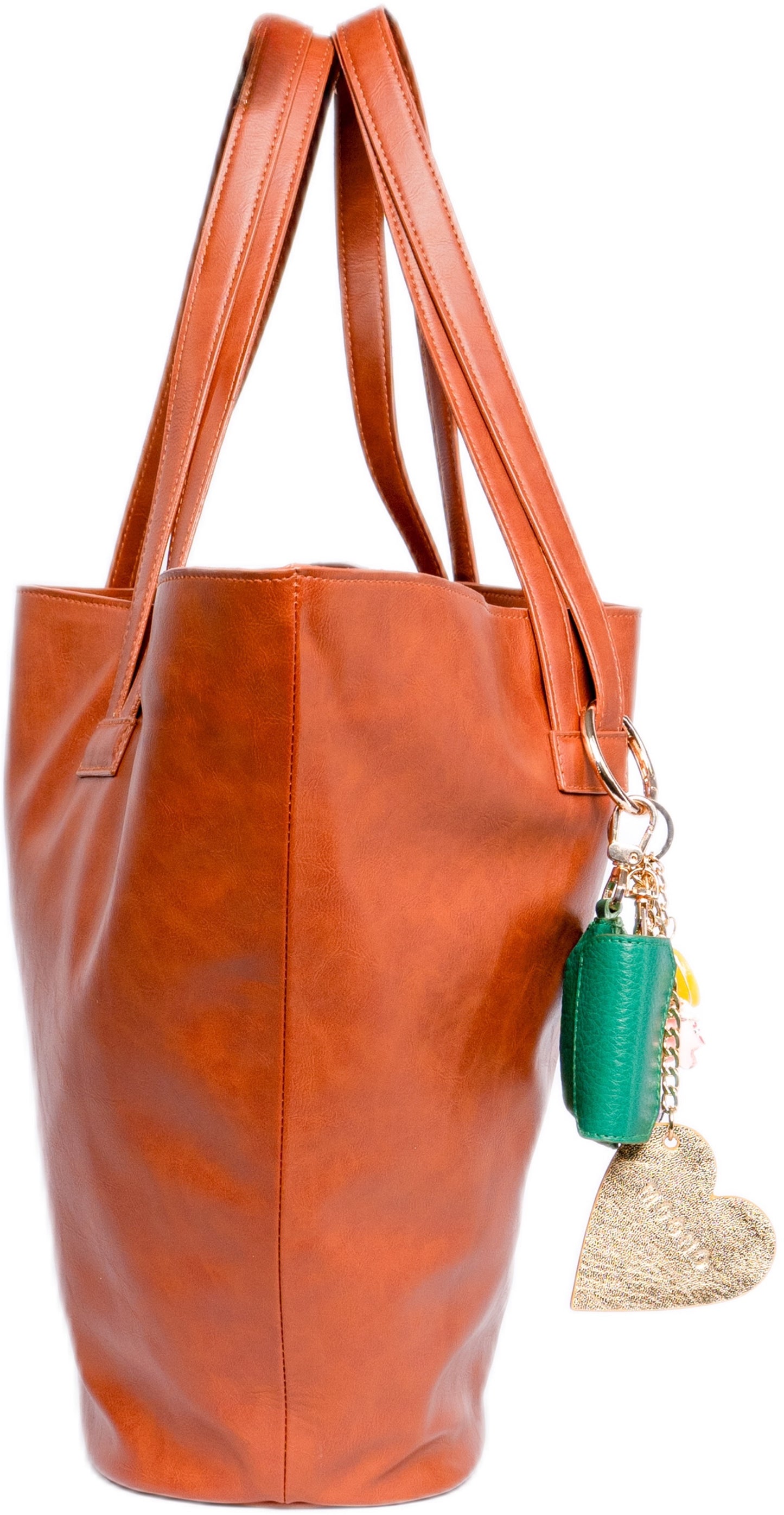 The W leather Tote-Camel
