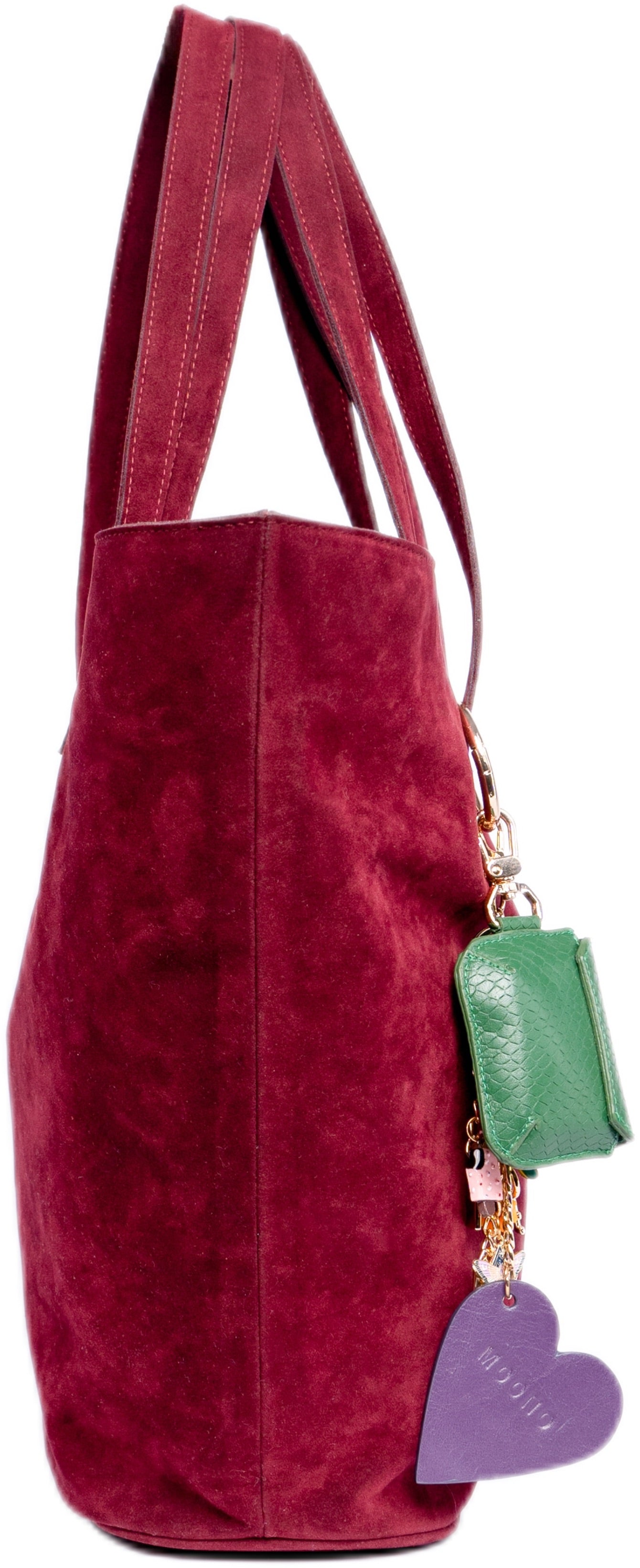 The W faux-suede Tote-Burgundy