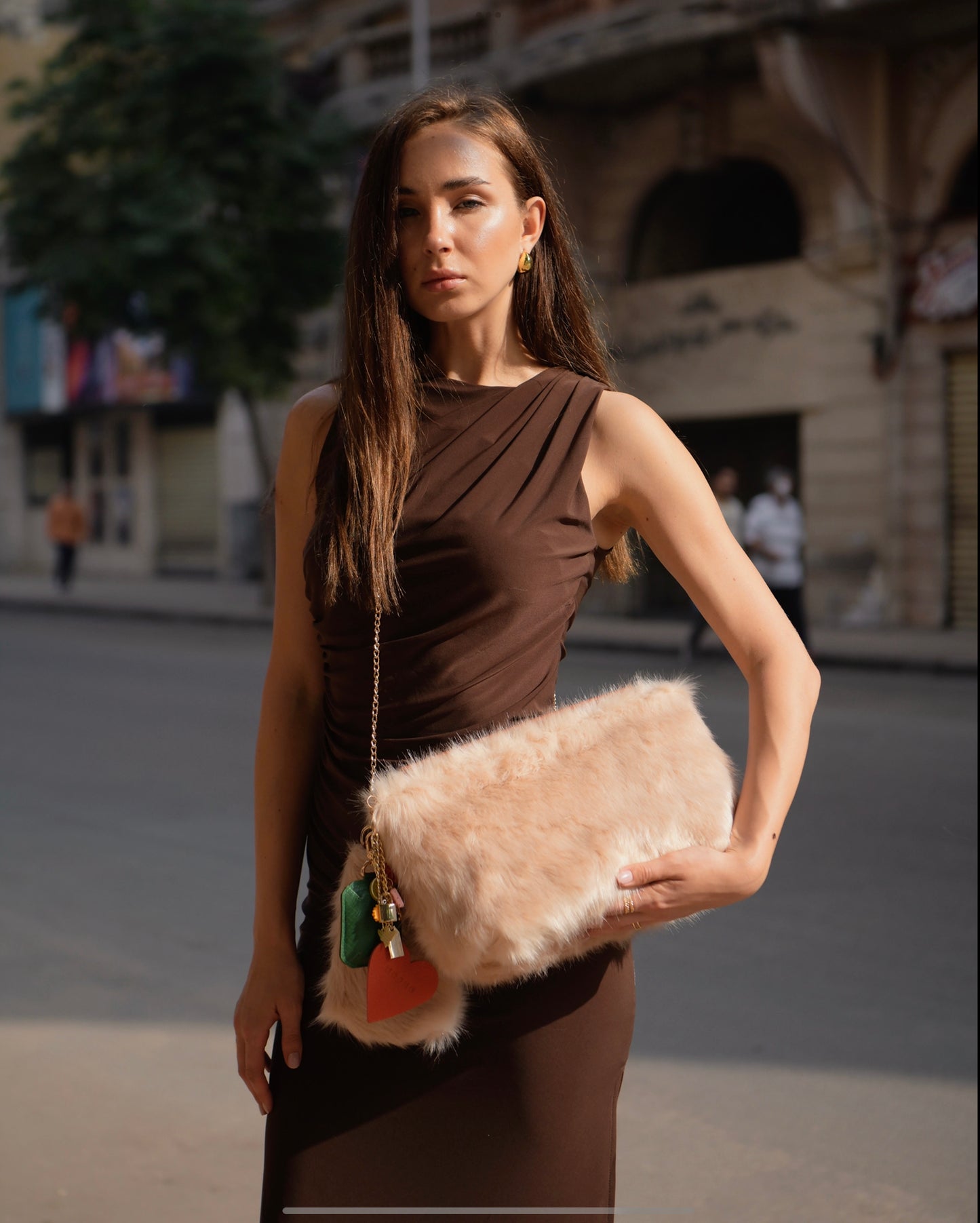 NORDIC Furry Clutch- Beige