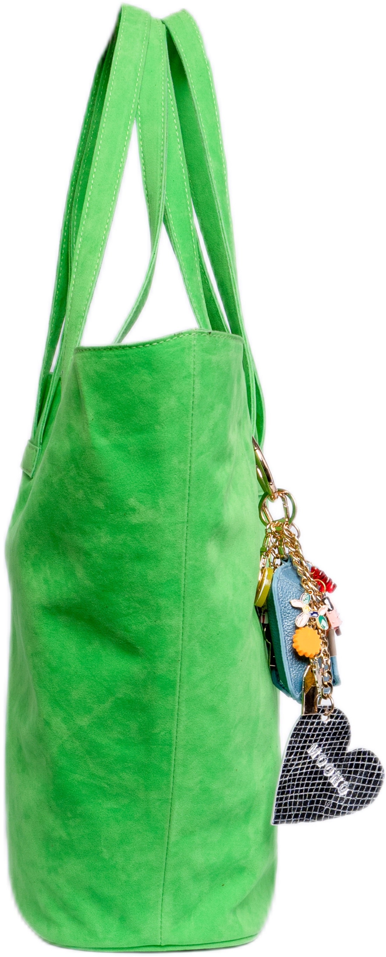 The W faux-suede Tote-Bright Green