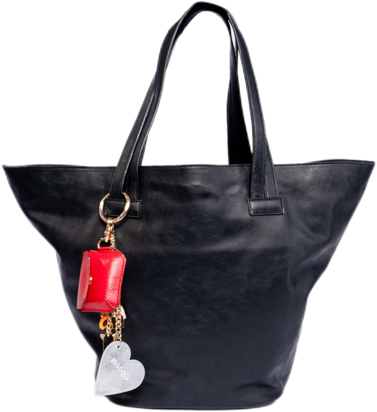 The W leather Tote-Black