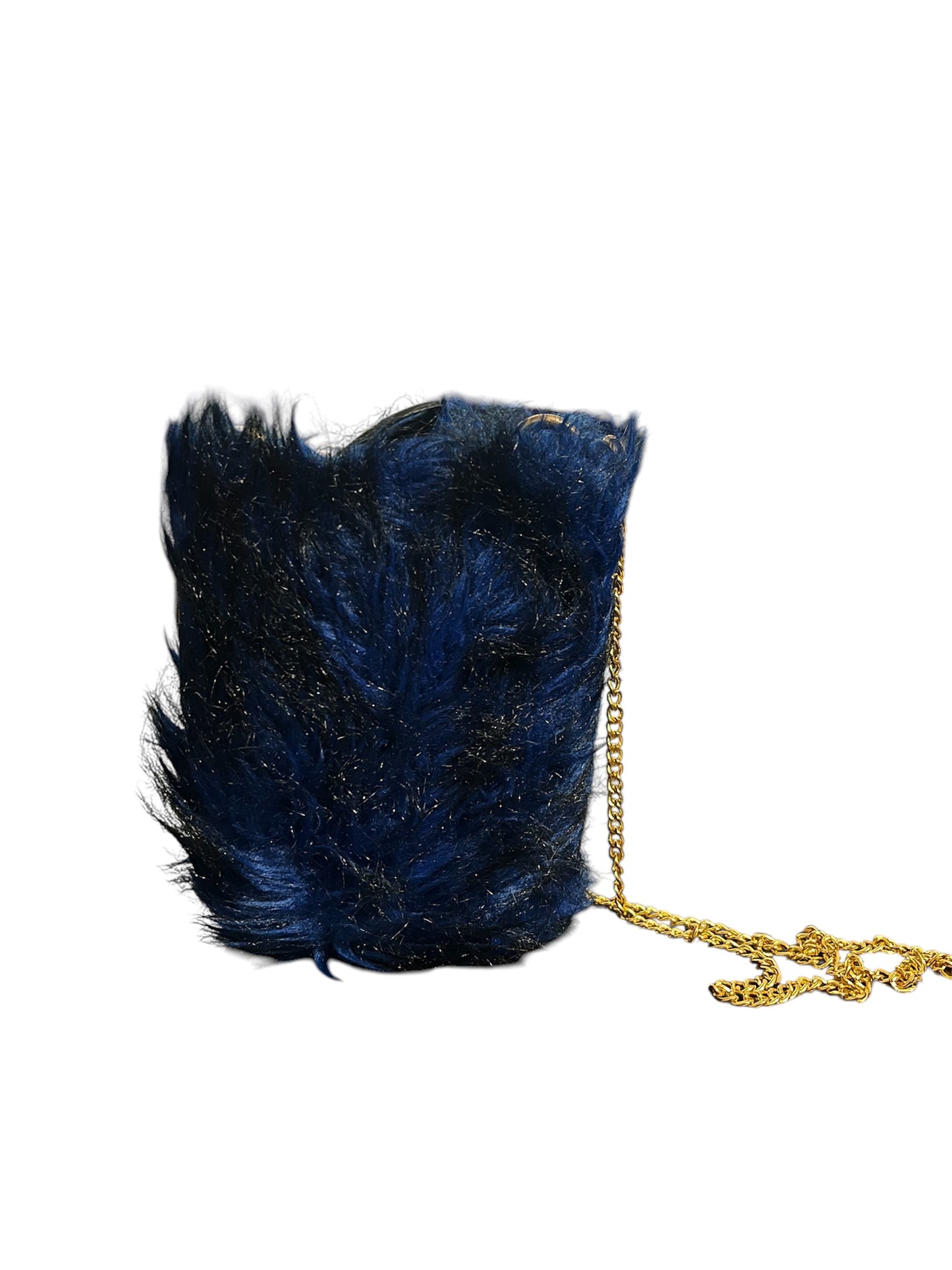 Mini Furry Pochette-Blue/Black