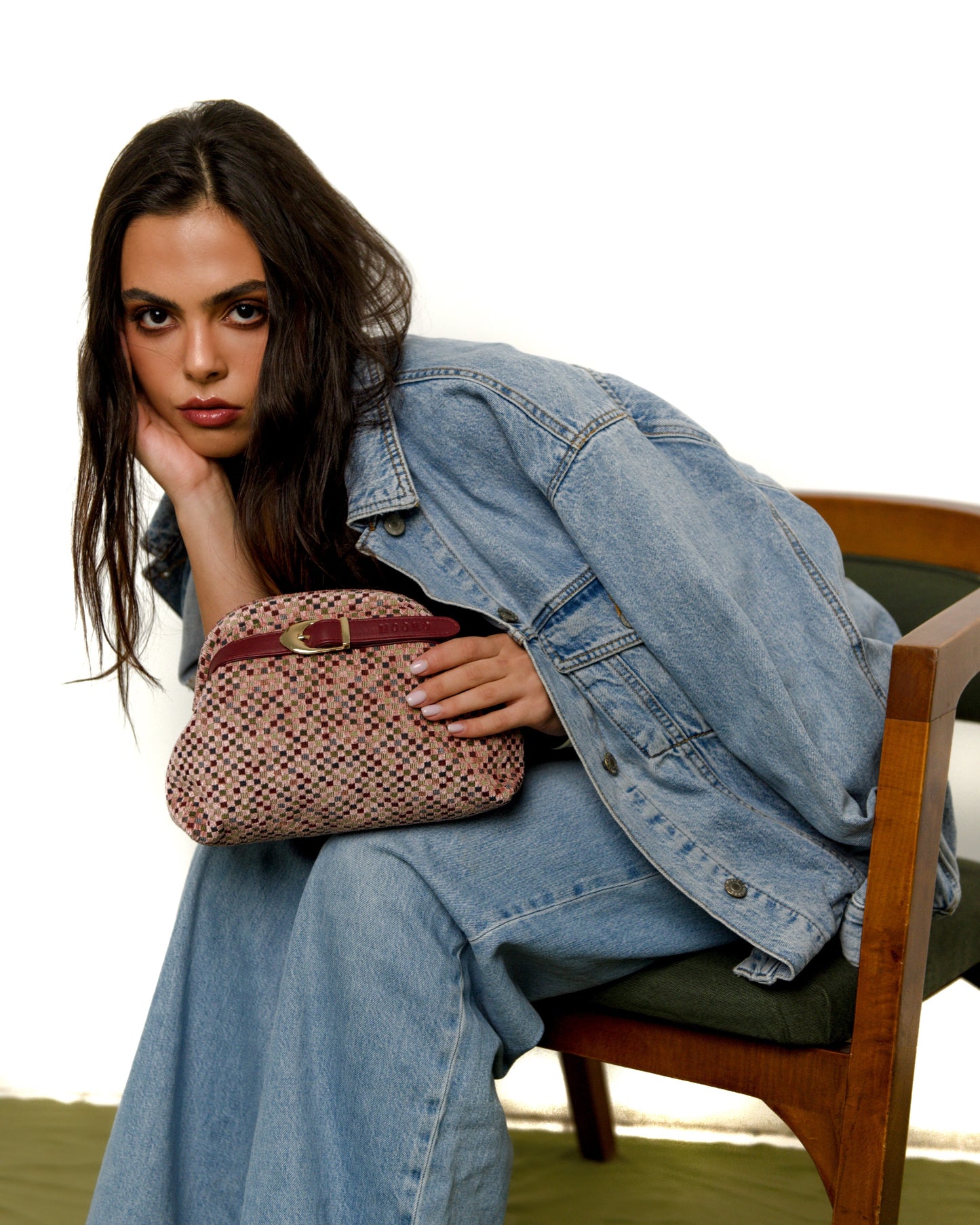 BCKLD Cosmo Clutch-Checkered Burgundy