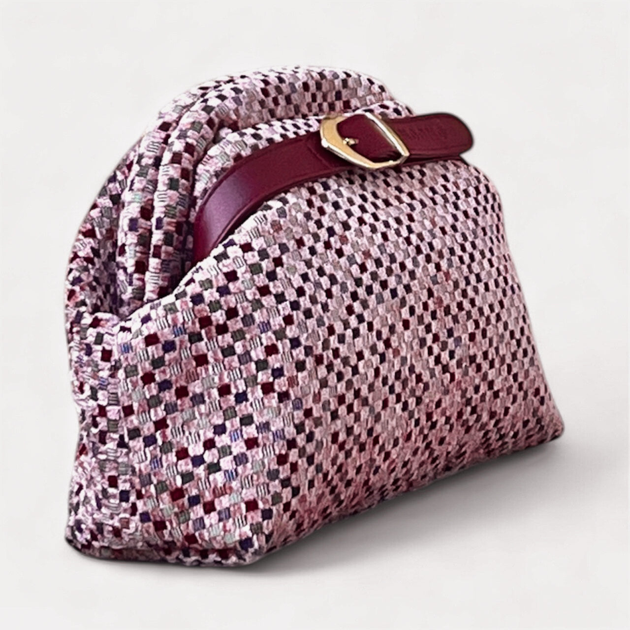 BCKLD Cosmo Clutch-Checkered Burgundy